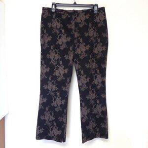 INC stretch international concepts black tan lace print capri pants size 14